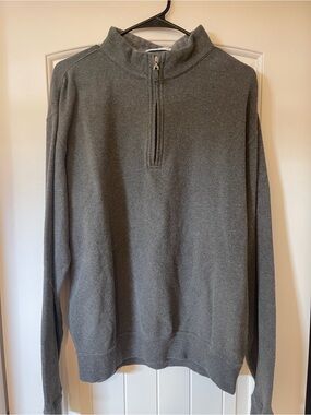Men's Peter Millar Gray Quarter-Zip Sweater Pullover